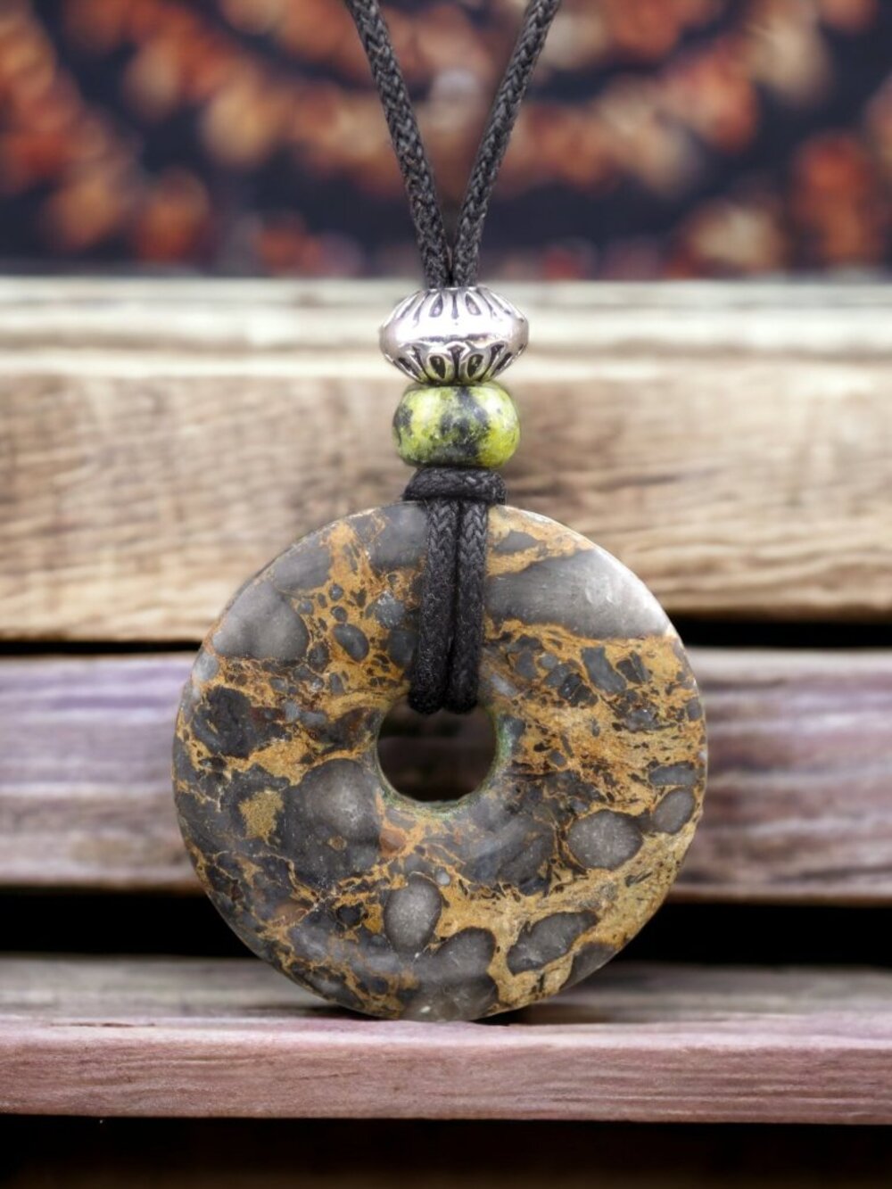 Leopard Skin Jasper Gemstone Pendant Necklace | Handmade